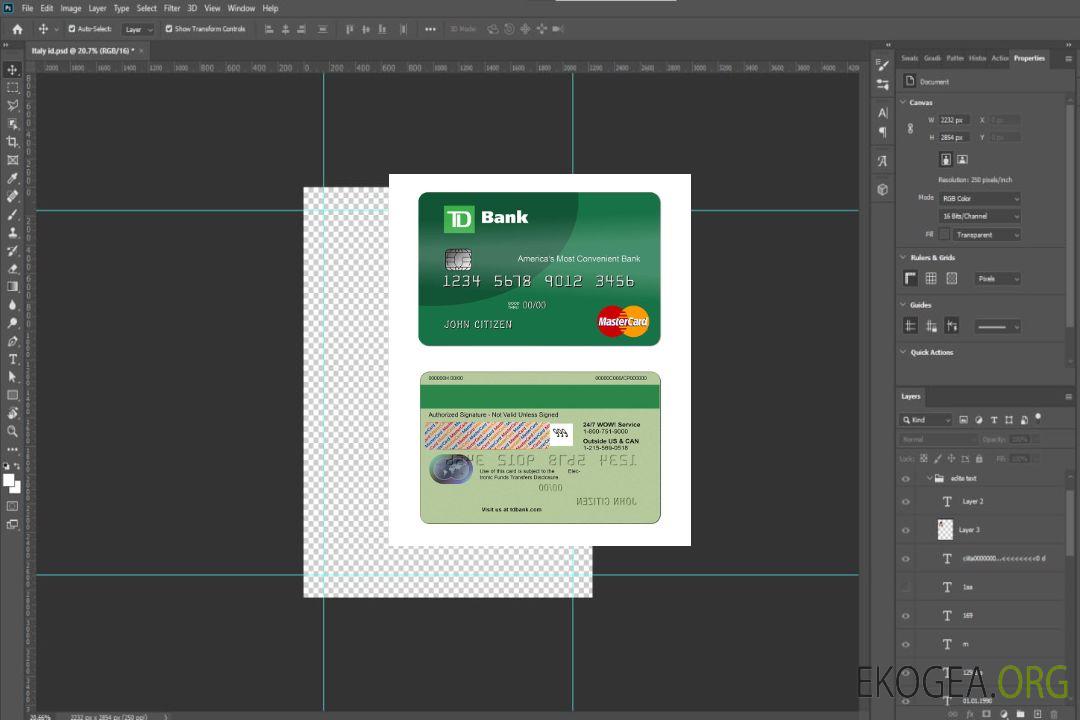 États-Unis TD MasterCard template États-Unis TD MasterCard template